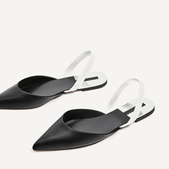 NWT Zara Colorblock Flat Slingback Flats Shoes - Picture 3 of 5